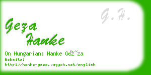 geza hanke business card